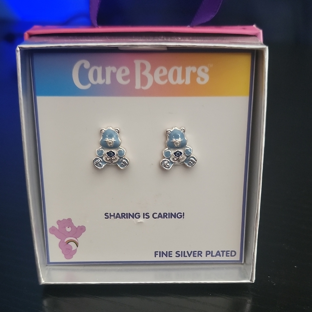 Care Bears Grumpy Bear Fine Silver-Plated Stud Earrings
